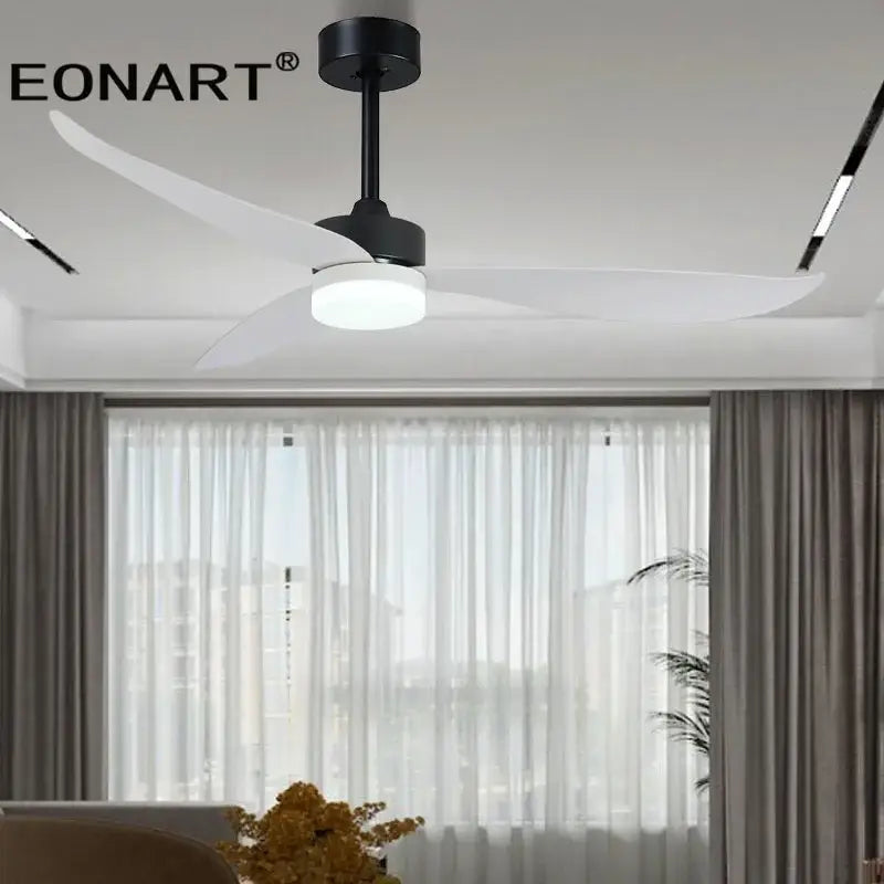 Modern black & dark brown ceiling fan with remote control living room