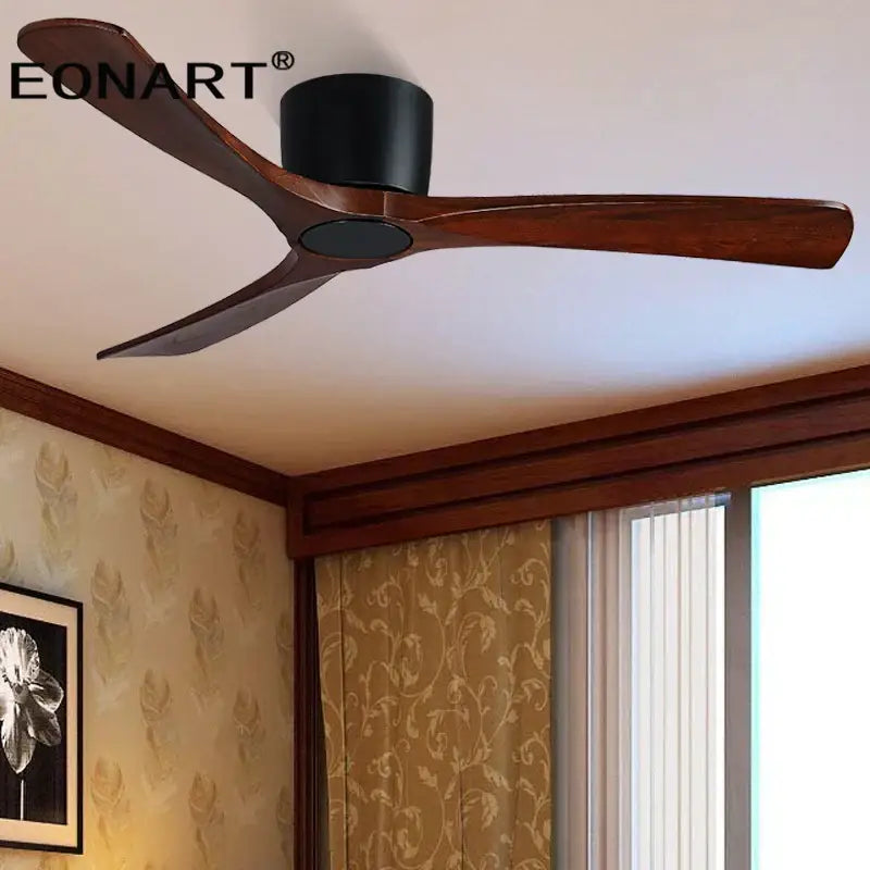 Modern black & white wooden led dc ceiling fan bedroom light