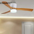 Modern black & white wooden led dc ceiling fan bedroom light