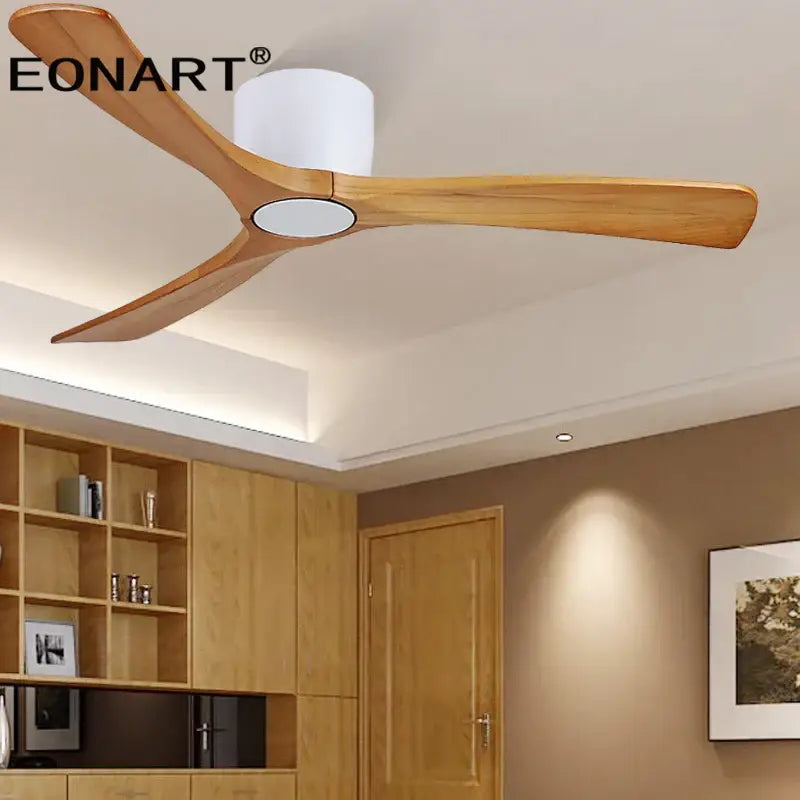 Modern black & white wooden led dc ceiling fan bedroom light