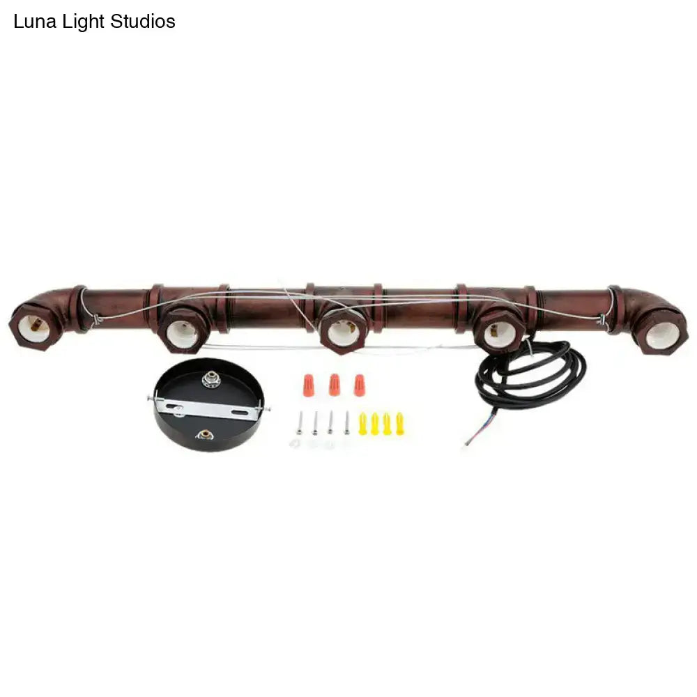 Industrial copper steampunk straight pipe pendant light dining room