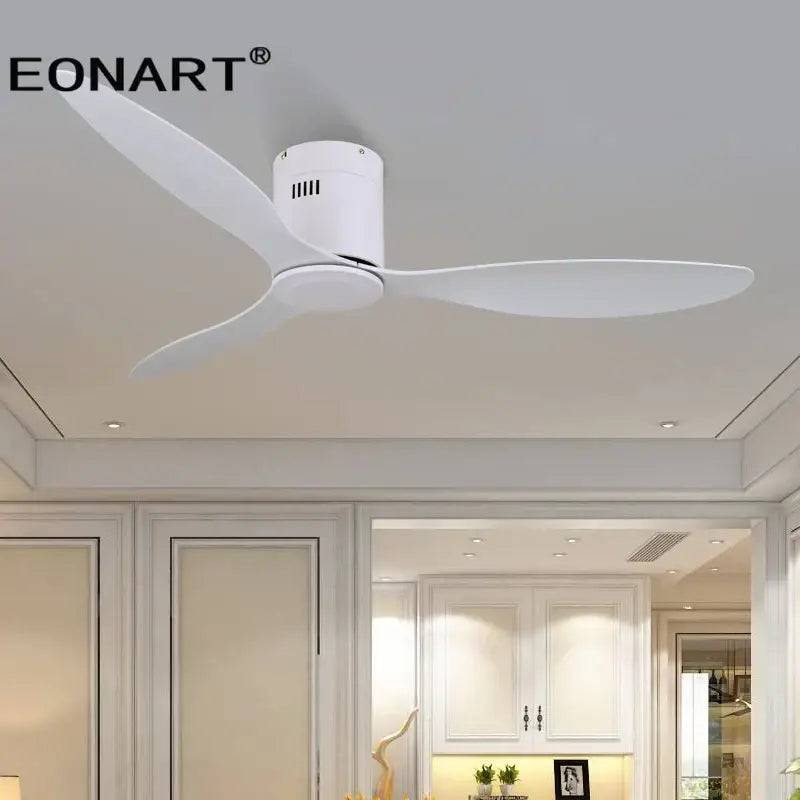 Modern black & white dc ceiling fan with remote control bedroom
