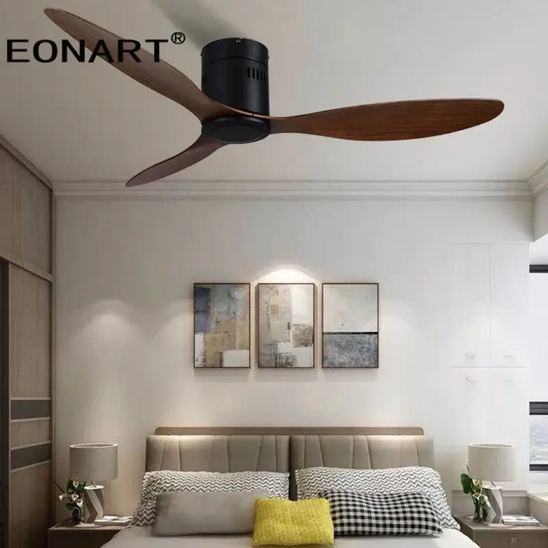 Modern black & white dc ceiling fan with remote control bedroom