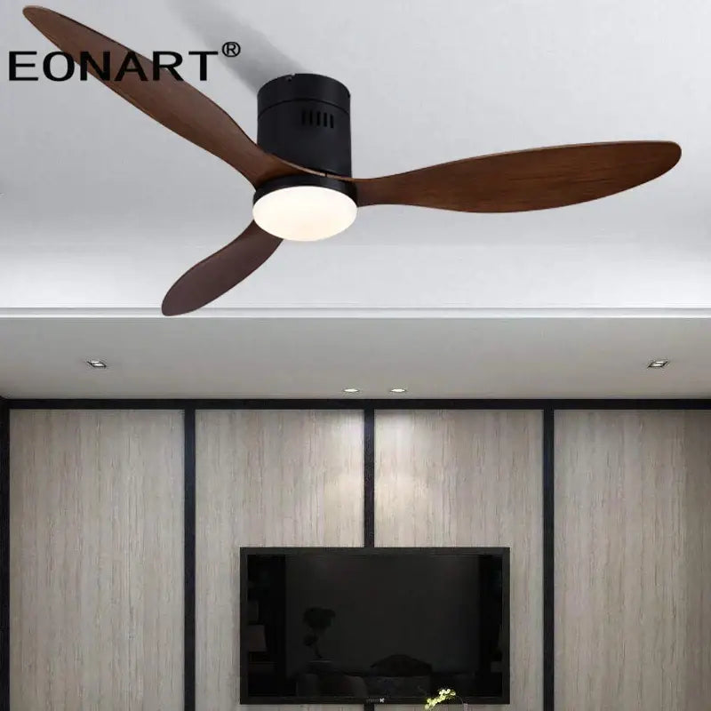 Modern black & white dc ceiling fan with remote control bedroom