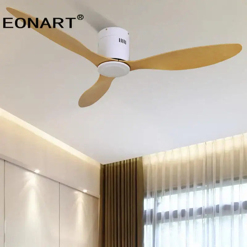 Modern black & white dc ceiling fan with remote control bedroom