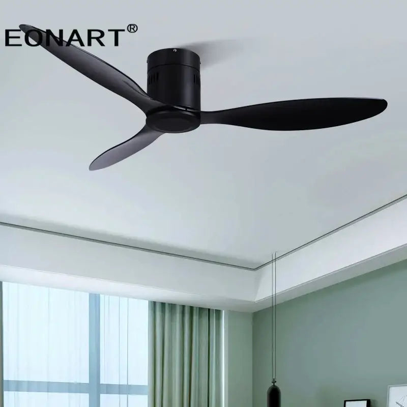 Modern black & white dc ceiling fan with remote control bedroom