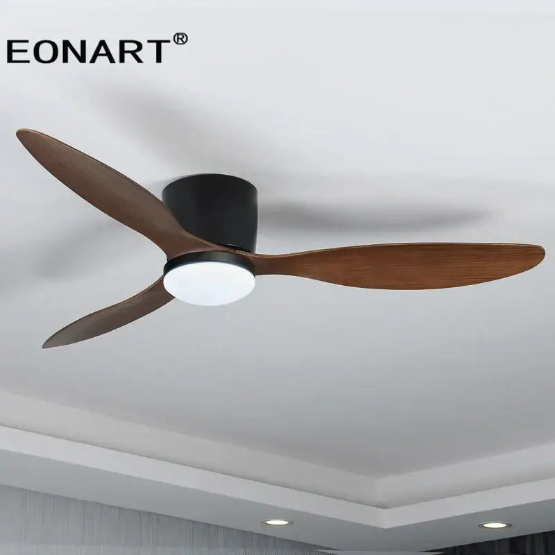 Modern black & white ceiling fan with led light – living room remote