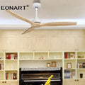 Black & white wood ceiling fan with led light & remote – living room