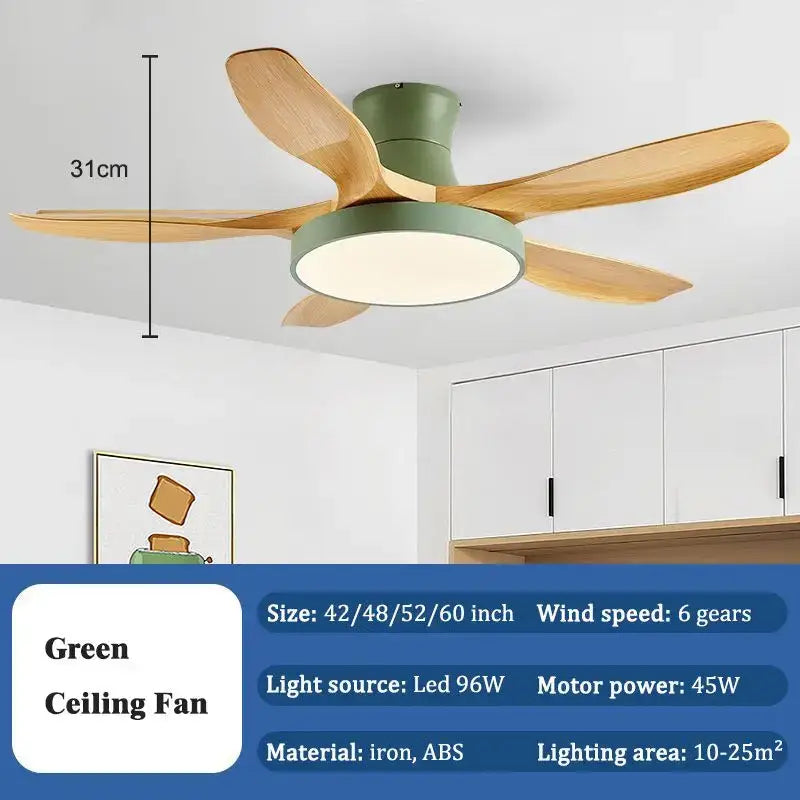 Modern light wood ceiling fan light with remote for living room