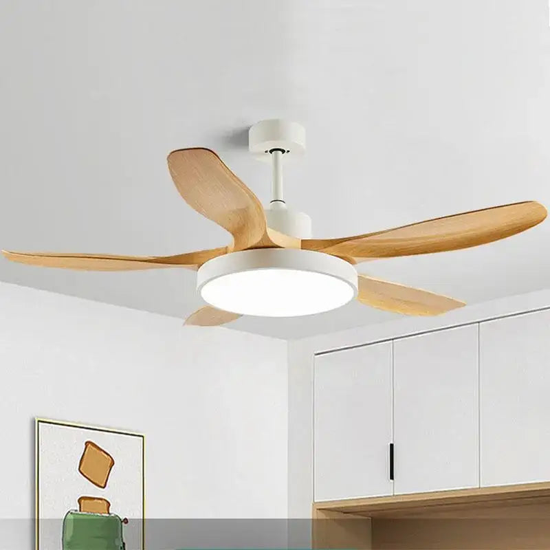 Modern light wood ceiling fan light with remote for living room