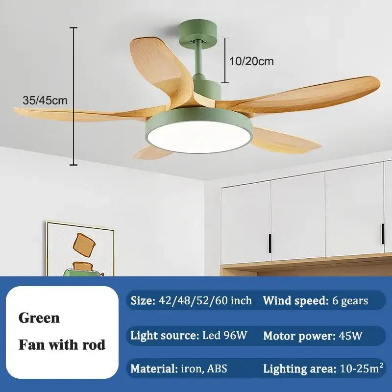 Modern light wood ceiling fan light with remote for living room
