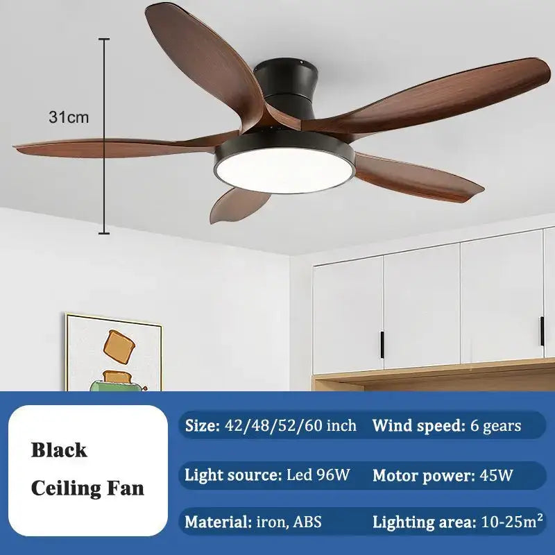 Modern light wood ceiling fan light with remote for living room