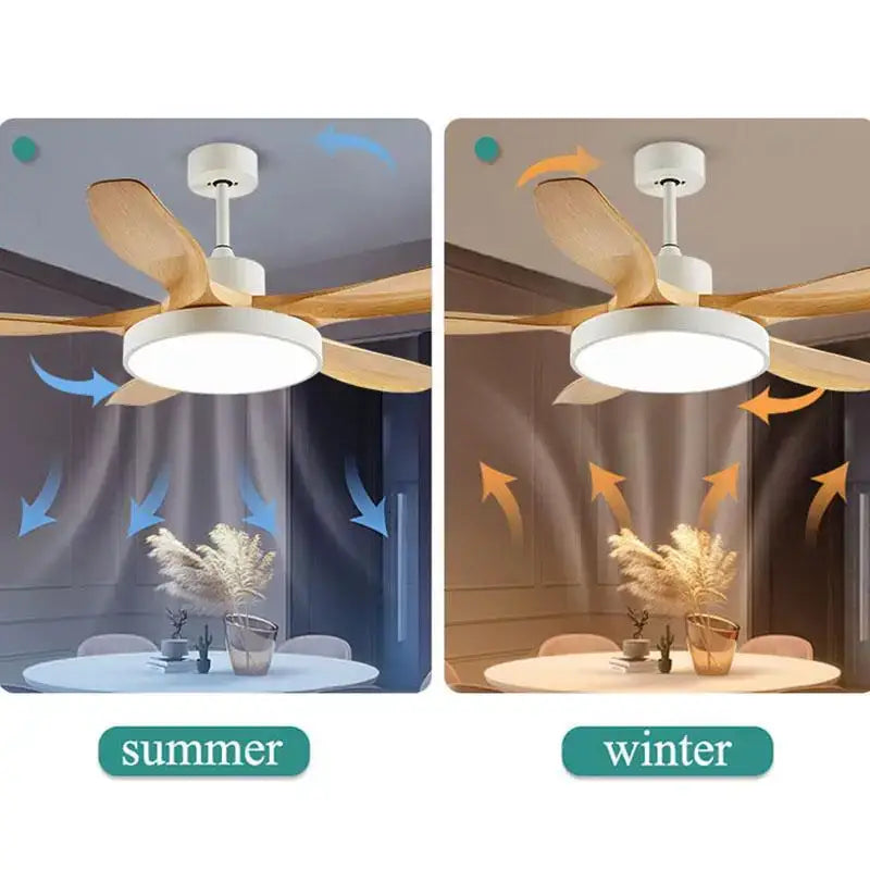 Modern light wood ceiling fan light with remote for living room