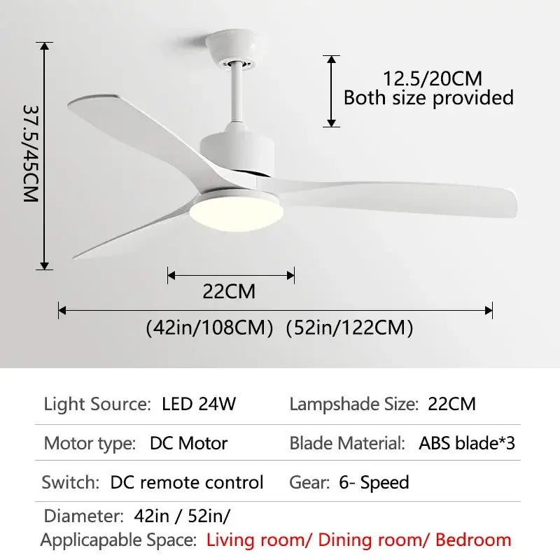 Modern dark bronze ceiling fan with led light bedroom remote control