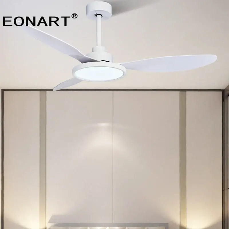 Modern black & dark brown ceiling fan with remote control bedroom light
