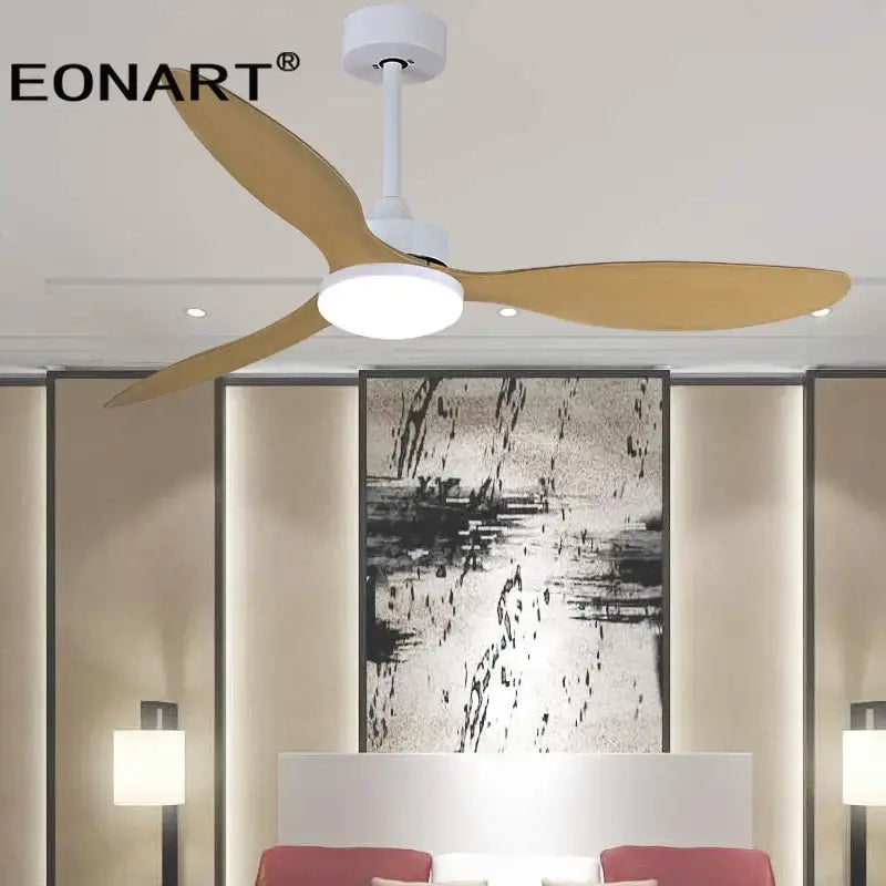 Modern black & dark brown ceiling fan with remote control bedroom light