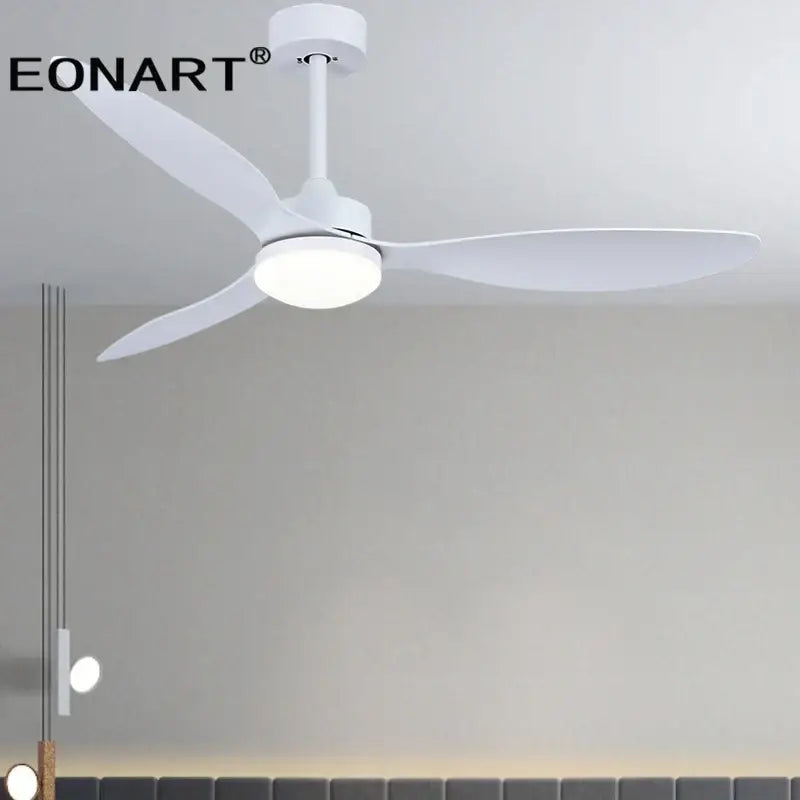 Modern black & dark brown ceiling fan with remote control bedroom light