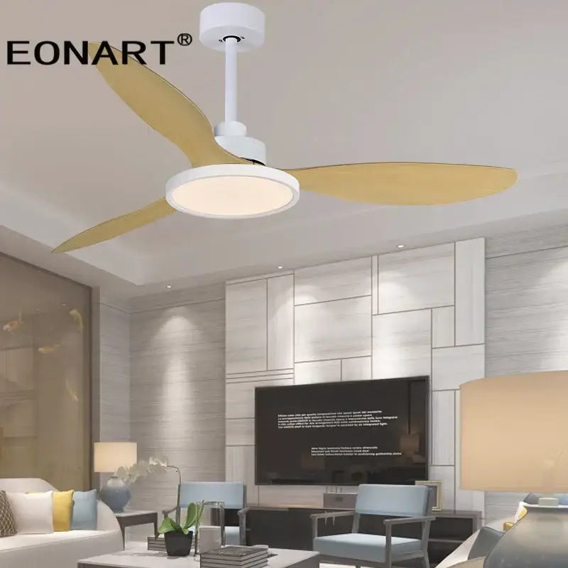 Modern black & dark brown ceiling fan with remote control bedroom light