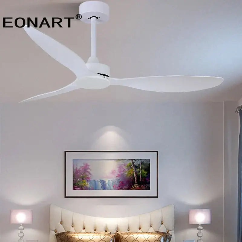 Modern black & dark brown ceiling fan with remote control bedroom light