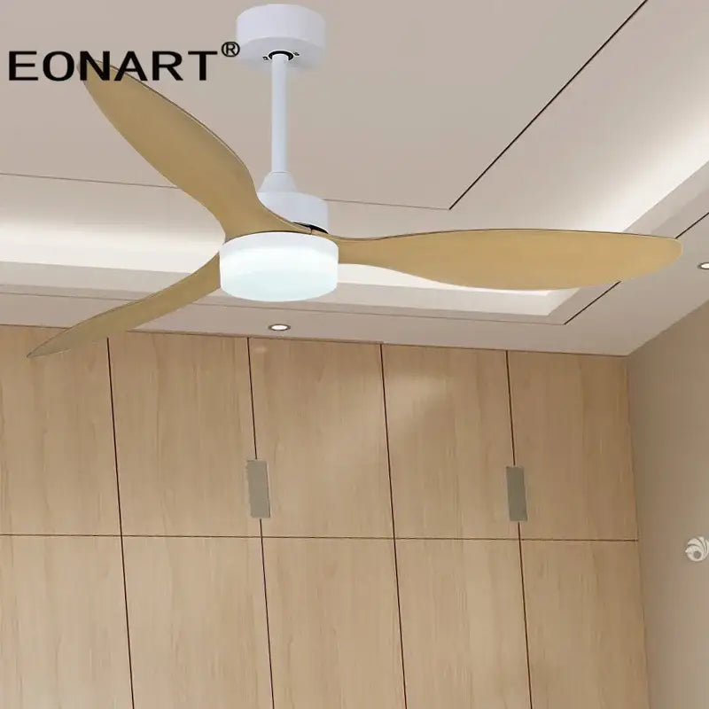 Modern black & dark brown ceiling fan with remote control bedroom light
