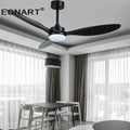 Modern black & dark brown ceiling fan with remote control bedroom light
