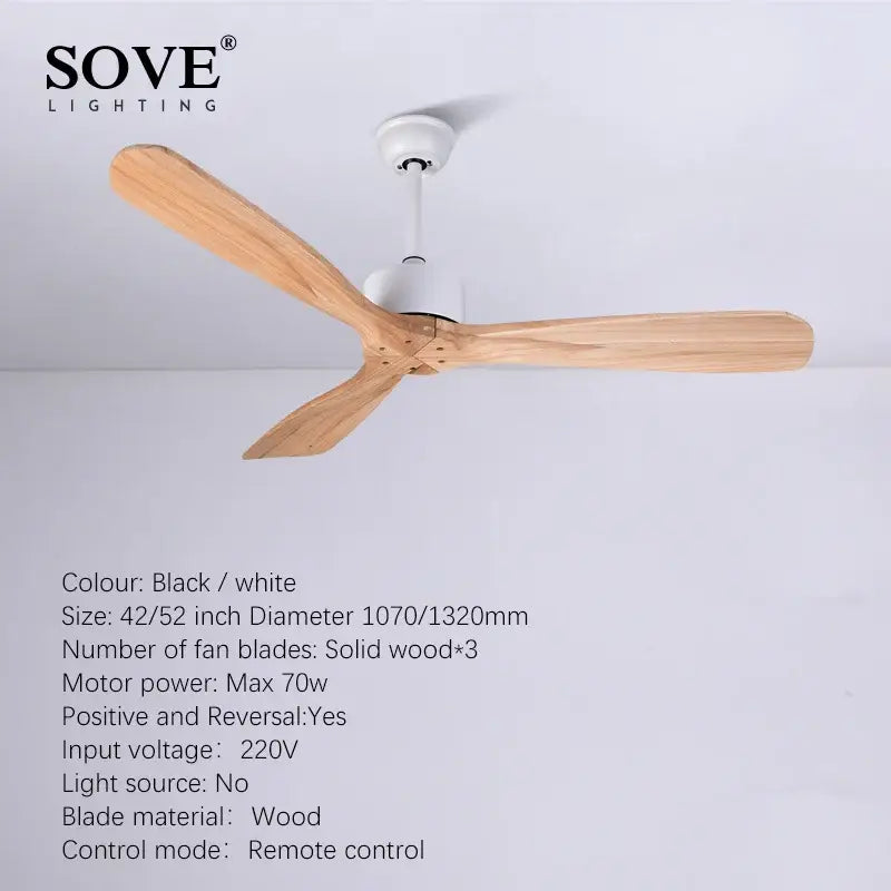 Vintage white wooden ceiling fan living room with remote control