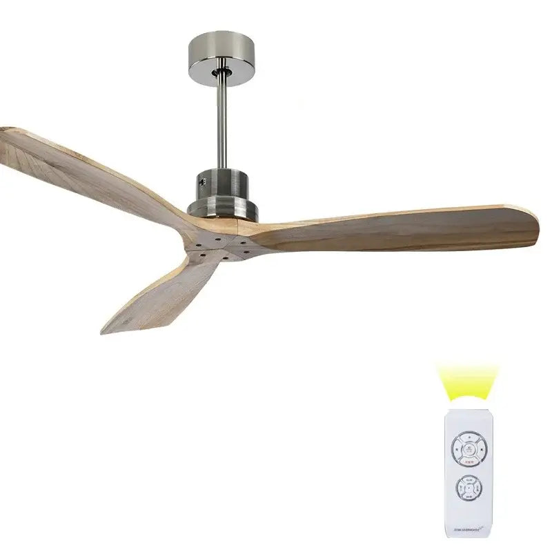 Modern wood propeller ceiling fan living room silent silver hub