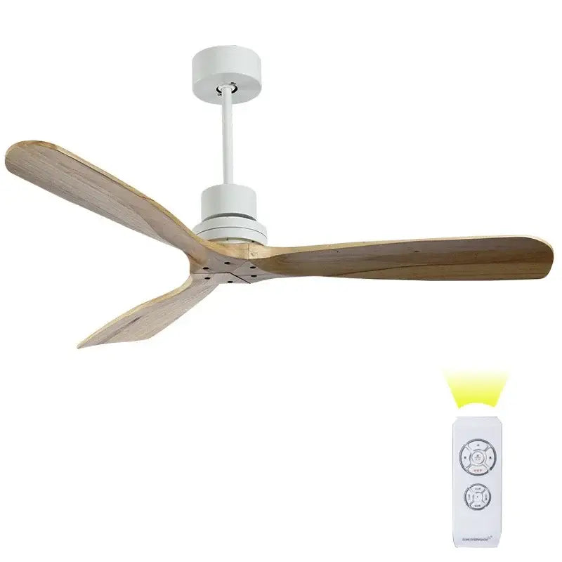 Modern wood propeller ceiling fan living room silent silver hub
