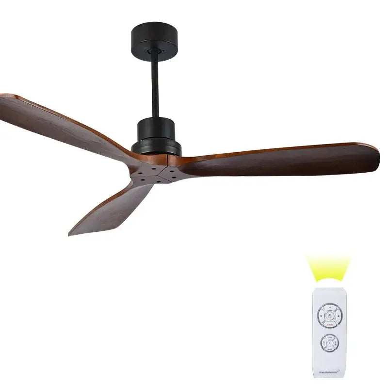 Modern wood propeller ceiling fan living room silent silver hub