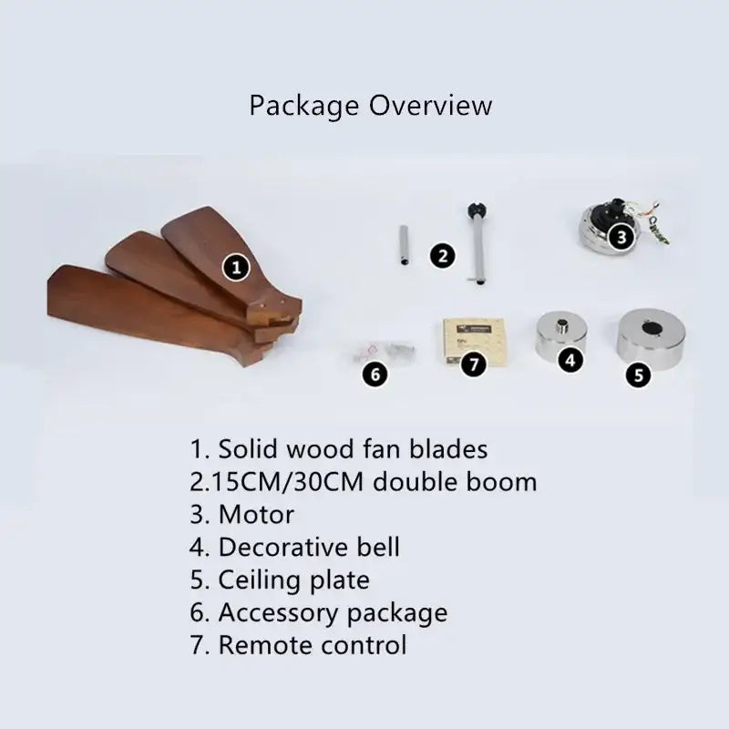 Modern wood propeller ceiling fan living room silent silver hub