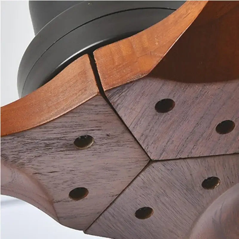 Modern wood propeller ceiling fan living room silent silver hub