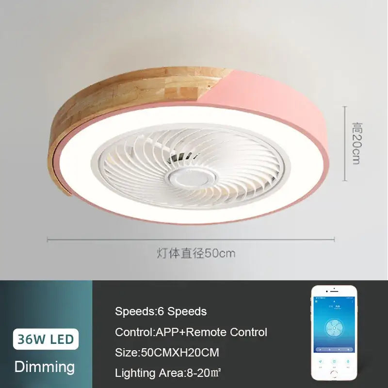 Modern white & light wood circular ceiling fan light living room