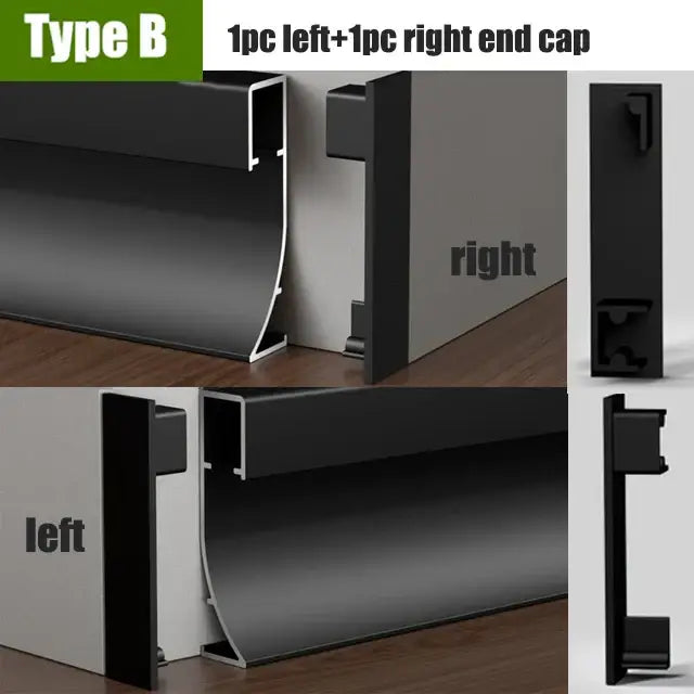 Modern black led aluminium profile – living room baseboard lighting