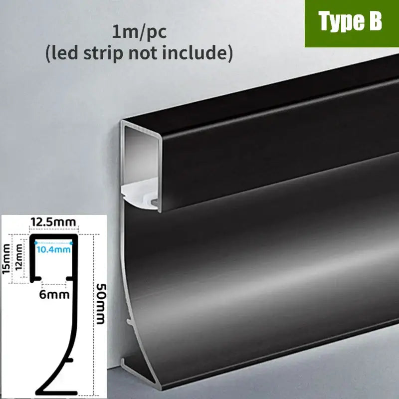 Modern black led aluminium profile – living room baseboard lighting