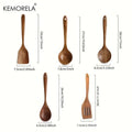 Natural teak wooden cooking spoon set kitchen utensils