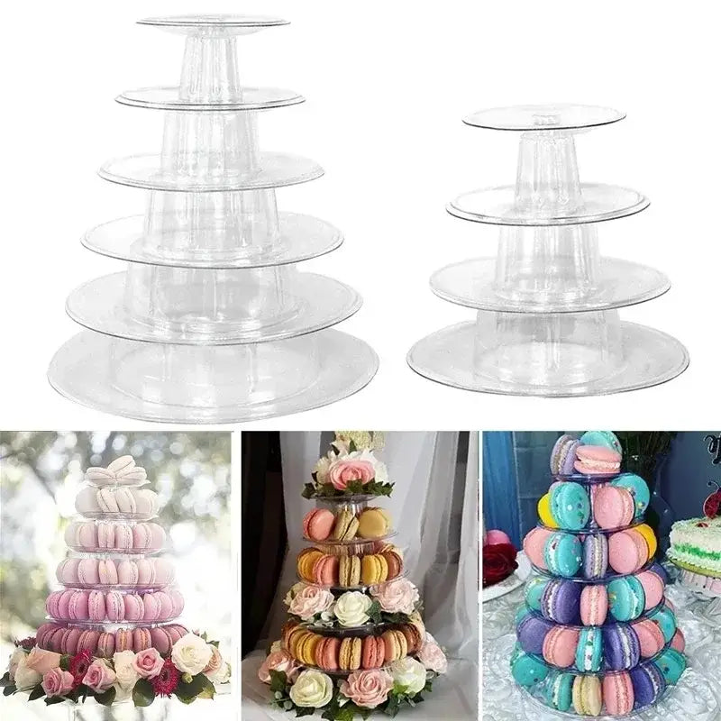 Clear plastic multi tier macaron tower stand dining room cake display