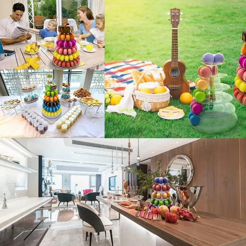 Clear plastic multi tier macaron tower stand dining room cake display