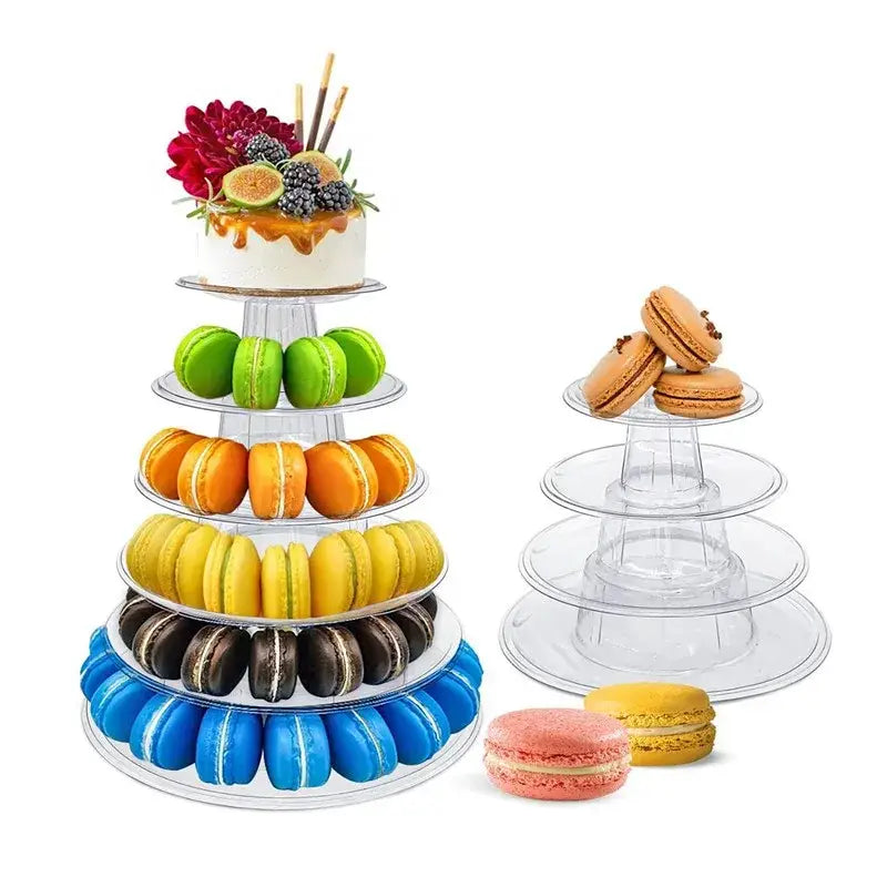 Clear plastic multi tier macaron tower stand dining room cake display