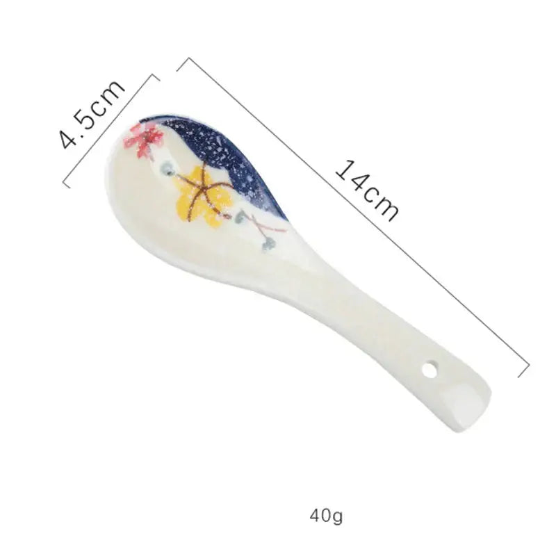 Hand-painted nature motif ceramic ramen bowl – kitchen dining bowl