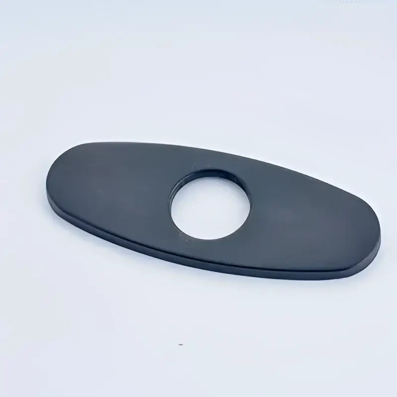 Oval black & chrome faucet deck plate cover for kitchen and bathroom