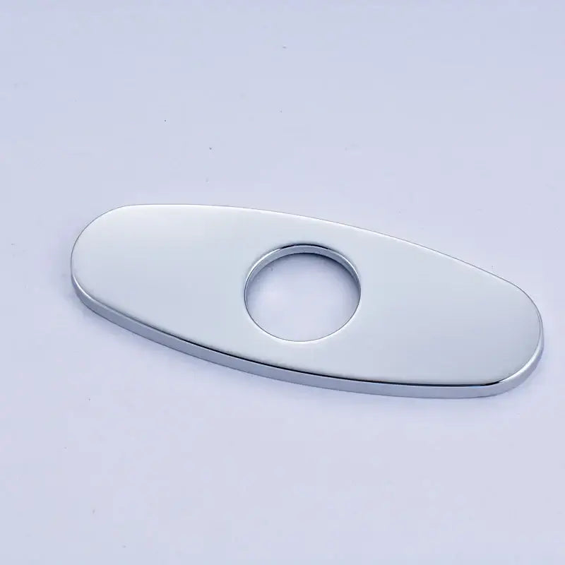 Oval black & chrome faucet deck plate cover for kitchen and bathroom