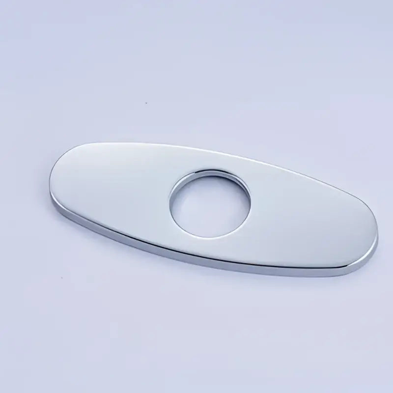 Oval black & chrome faucet deck plate cover for kitchen and bathroom