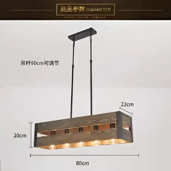 Rustic industrial style pendant lamp wood & black metal dining room