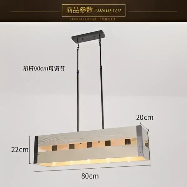 Rustic industrial style pendant lamp wood & black metal dining room