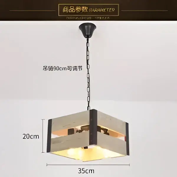 Rustic industrial style pendant lamp wood & black metal dining room