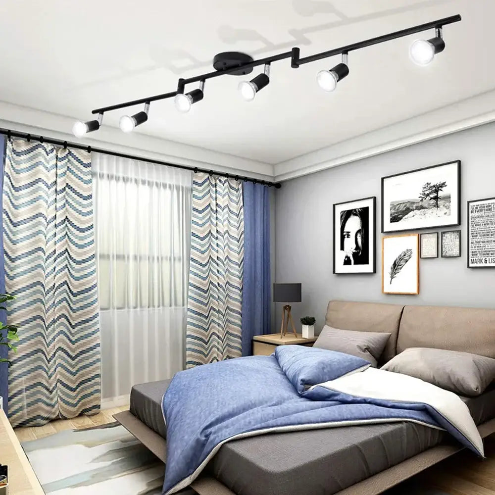 Black metal adjustable angle spot ceiling light for living room