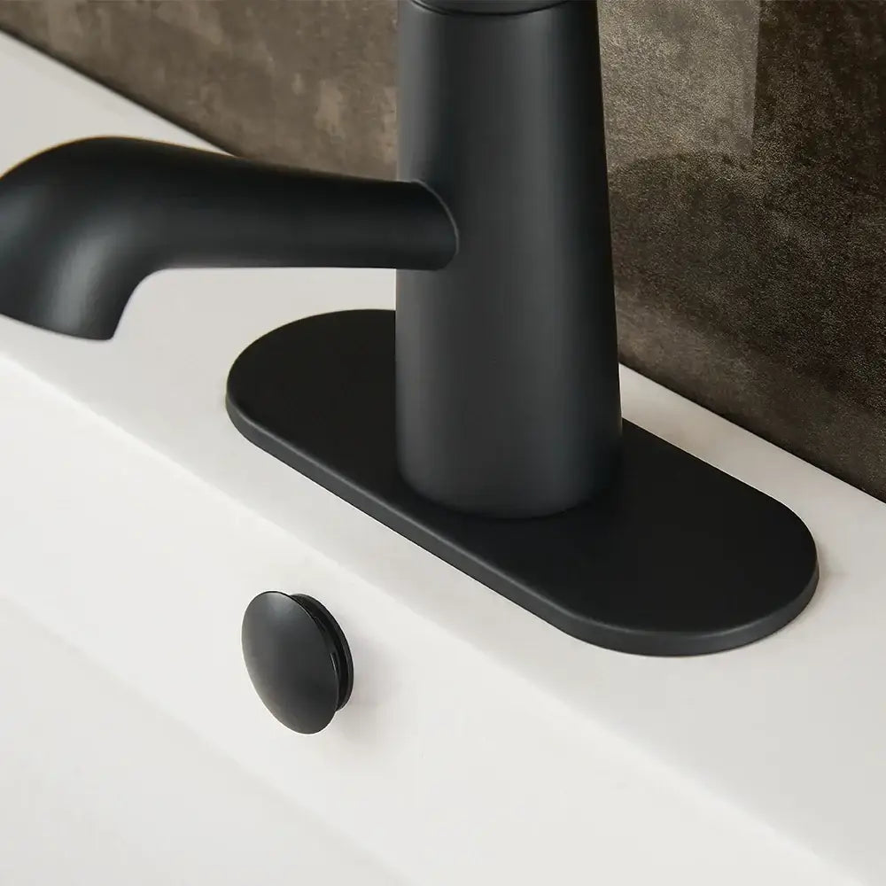 Matte black oval bathroom sink deck plate escutcheon