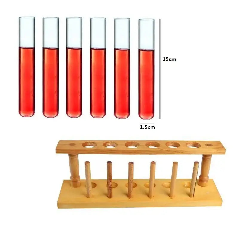 Modern wood and glass tube cocktail glass set dining room decor