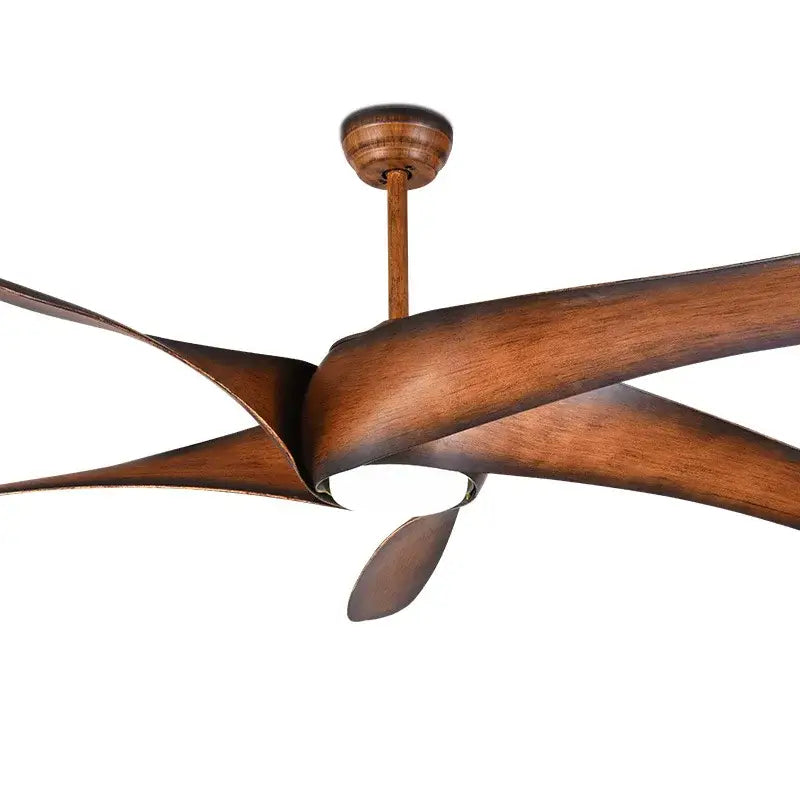Rustic brown blades ceiling fan with led light for living room