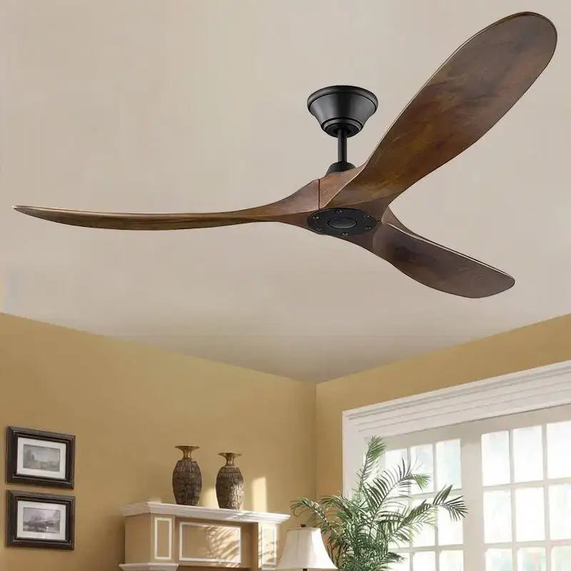 Industrial vintage wood ceiling fan with remote control living room